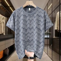 Men Luxury Fashion Trendy Diamond Ripped Hole Casual Summer Streetwear T-Shirt