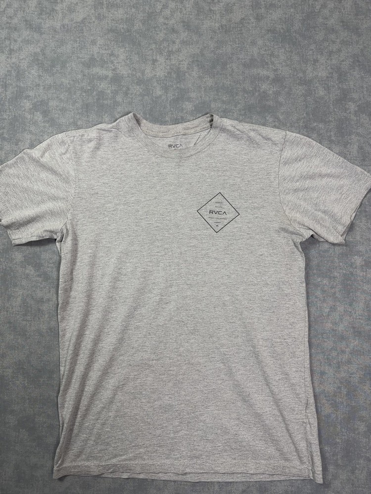 RVCA Shirt Mens M Gray Standard Tee Left Chest Logo Graphic Tee Tagless Casual