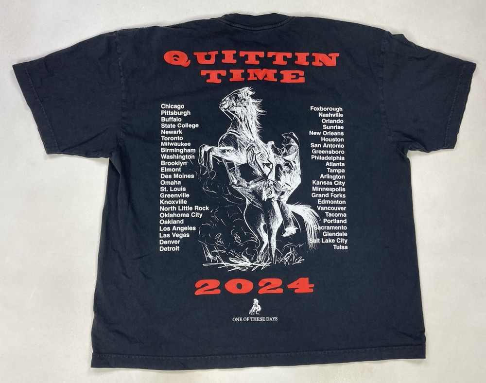 Zach Bryan Quittin Time Tour 2024 Graphic T-shirt Men XL Black Music