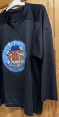 Vintage 90s Icehawgz Ice Hockey Jersey Black V-Neck Mesh Size US Small UK Large