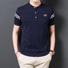Camiseta De Manga Corta Con Cuello De Pico Para Hombre Moda Ajustada Casual Lujo