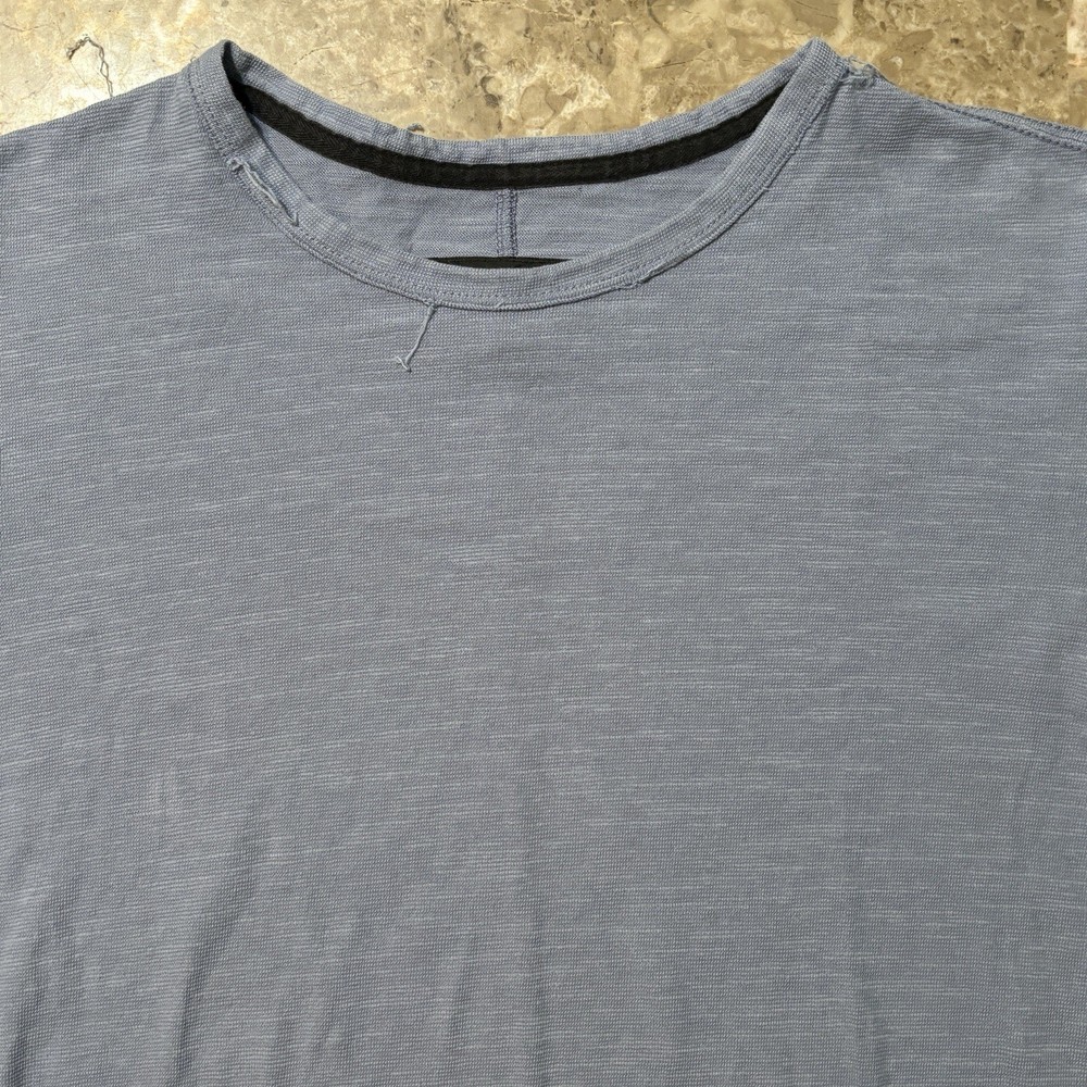 Rag And Bone Shirt Mens Medium Blue Short Sleeve Tee Peruvian Cotton Split Hem