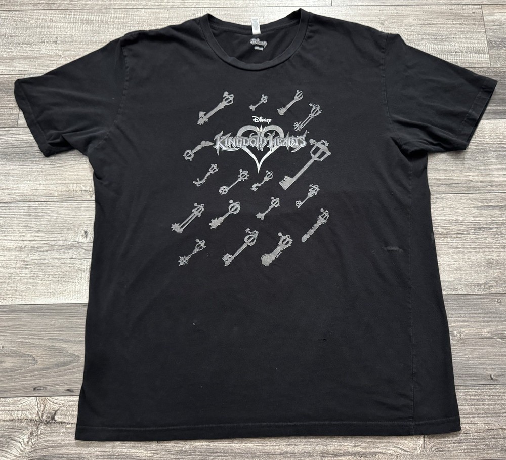 Disney Kingdom Hearts Shirt Adult 2XL Keys Graphic Black Game Tee Square Enix