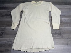 Vintage 70s Hanes Thermal Shirt Adult Size L White Waffle Knit Blank Base Layer