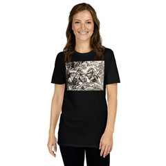 Temptation of Christ T Shirt Vintage Biblical Engraving Religious Art Tee
