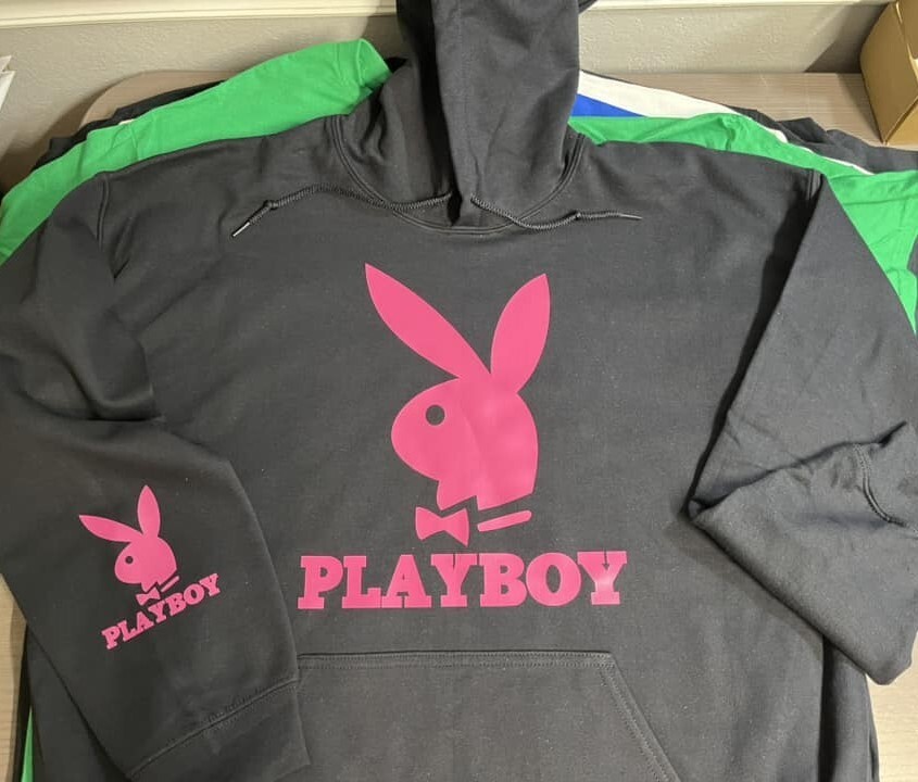 Playboy Bunny Hefner w/sleeve T SHIRT or Long sleeve or hoodie or tank pink