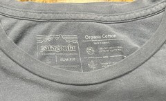 Patagonia Shirt Mens Large Blue Crew Short Sleeve Slim Fit Fitz Roy Bear Organic