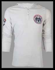 AMERICAN FIGHTER Silver CAPELLA Long Sleeve Henley Thermal Hoodie T-shirt NWT