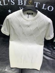 New Men Fashion Trend Knitted Short Sleeve Cotton Streetwear Summer T-Shirt