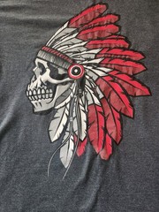 Gray And Red Hard Ten Tribal Skull T-shirt Size 2XL