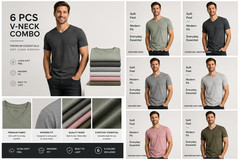 True Classic V-Neck T-Shirts 6 Pack Men Size L New No Tags Soft Premium Fit