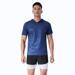 Men’s High Stretch Breathable Clothes Quick Dry Hooded Short Sleeve T-Shirt
