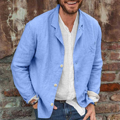 Mens Casual Sleeve Shirt Jacket Long Stylish Button Up Lightweight Coat
