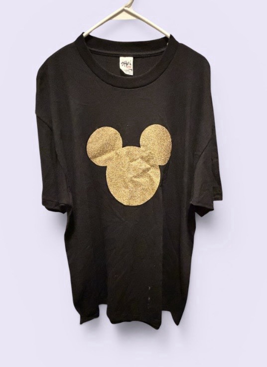 Shaka Active Men’s Mickey Mouse T Shirt Sz 2XL Gold Glittery Papa Glitter Back