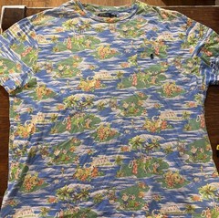 Polo Ralph Lauren All Over Print Hula Girl Hawaiian Shirt Pocket Tee Size Large