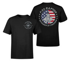 F-22 Raptor Defender Of Freedom Fighter Jet T-Shirt Two Side, Vintage Streetwear