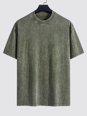 Basic Vintage Washed Distressed Drop Shoulder Colorful Cotton 230G T-Shirt