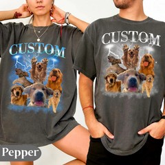 Custom Pet Portrait Comfort Tee Vintage Style Shirt Dog Cat