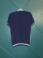 Paisley & Gray Slim Fit Knit Striped T-Shirt Navy White Beige Green L