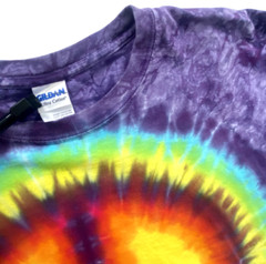 Vintage Mens Tie Dye Shirt Large Purple 90s Peace Sign Spiral Hippie Band Tee