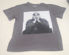 2Pac Tupac Shakur Portrait Graphic Short Sleeve T-Shirt Gray