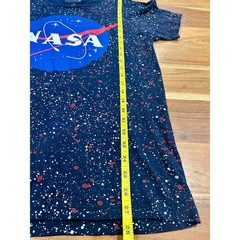 Buzz Aldrin NASA Galaxy Splatter Graphic T-Shirt Navy Blue Mens Large Space Tee