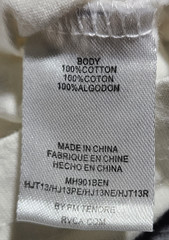 RVCA T-Shirt Men Medium Off White Blue Crew Neck Long Sleeve Tee Logo Pull Over