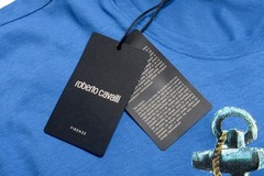 Roberto Cavalli Men’s Royal Blue Graphic Print Crewneck T-Shirt US 2XL IT 56