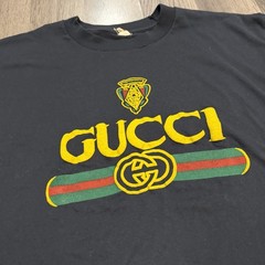 VTG 80s Gucci Bootleg Puff Print Black T Shirt XL Made in USA
