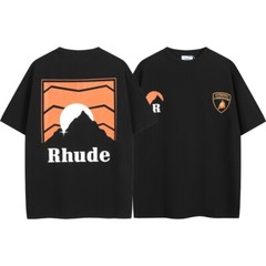 46Style RHUDE High Quality 100% Cotton Short Sleeve Men Women Polo T-Shirt S-2XL