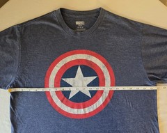 Marvel T-Shirt Captain America Distressed Shield Graphic Logo Blue Size Large