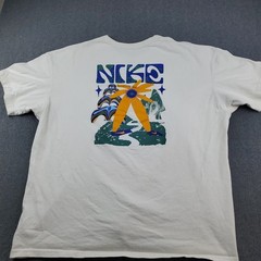 Nike Swoosh graphic t-shirt Floral print front and back Men’s Size XL Beige