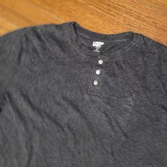 Lands’ End Henley Super T Men’s Large Tall 42-44 Short Sleeve Charcoal EUC