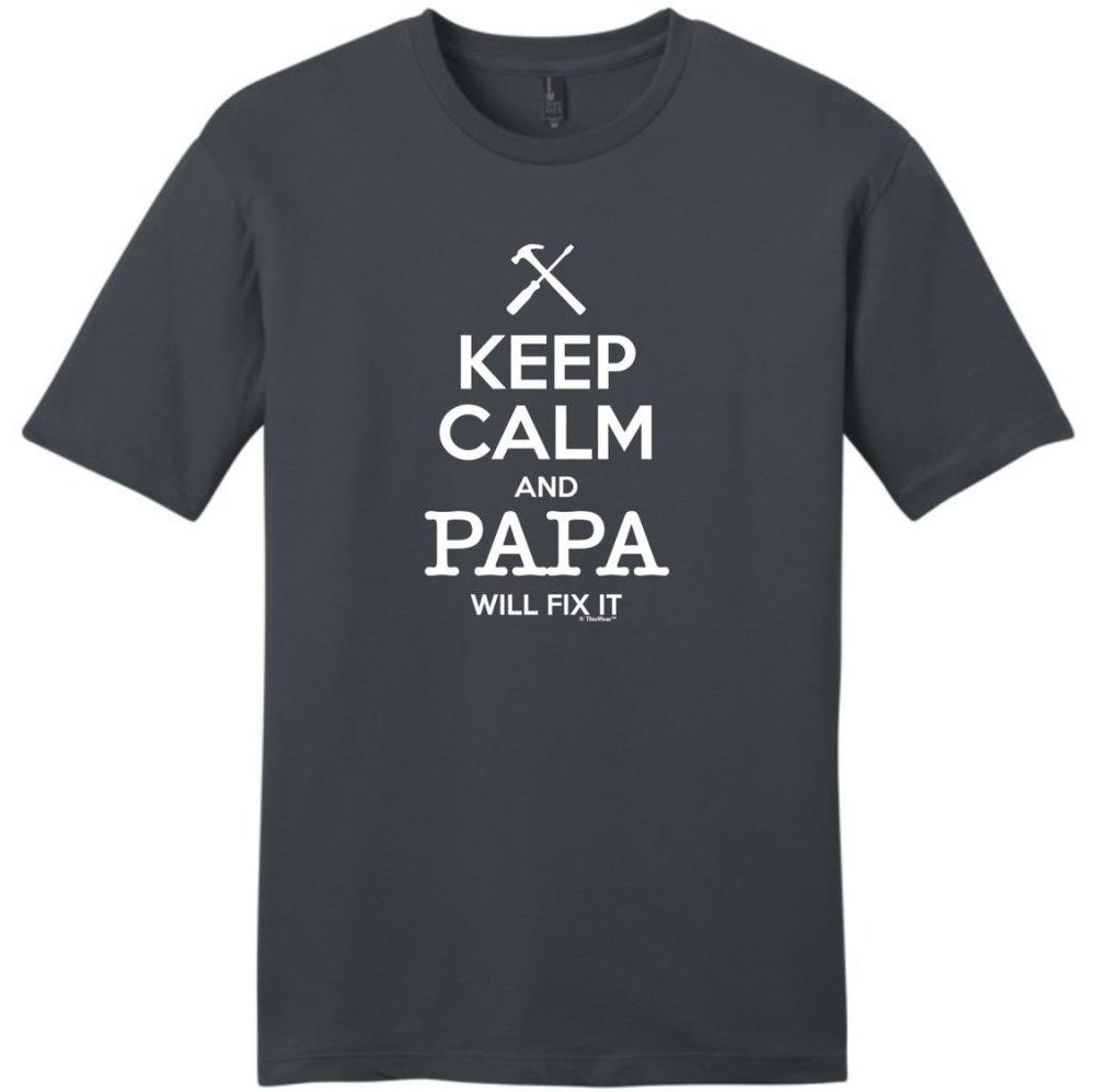 Father’s Day Shirt for Dad and Grandpa Keep Calm and Papa Will Fix It Athleti…
