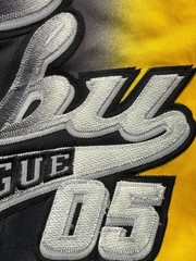 VTG 90’s Fubu League Men’s Sz XL Baseball Jersey Shirt Black Yellow Embroidered