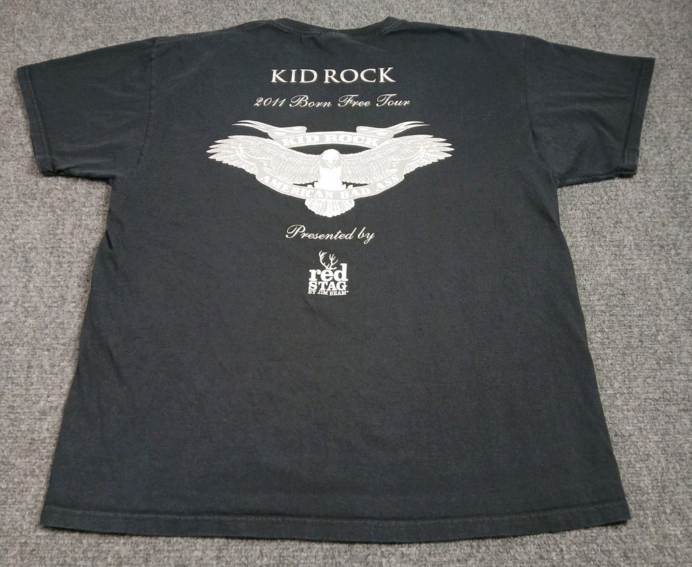 Kid Rock American Badass Tour T Shirt Mens Size XL Born Free 2011 Red Stag Promo