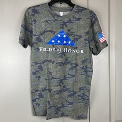 LAT Apparel Mens Small Camo Folds of Honor Graphic T-Shirt Americas Heroes