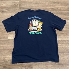 Tommy Bahama Relax Mens XL Spin Class Graphic T-Shirt Navy Blue Cotton Marlin