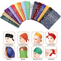 16 Pcs Bandanas Multi-Purpose Bandanas Paisley Cowboy Polyester Headbands 22×22