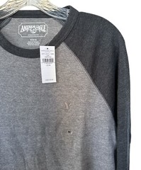 AMERICAN EAGLE Super Soft Gray Raglan Thermal Shirt Long Sleeve Size M