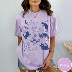Cute Space Cat Tee Galaxy Kitten Graphic Shirt Celestial Themed Apparel