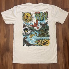 Crooked Creek Holler White Wild Life Fish Graphic Men’s Cotton T-Shirt M