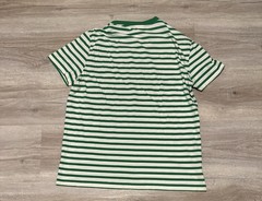 Lacoste Men’s V Neck Green White Stripe Alligator Logo T Shirt Size Medium/6