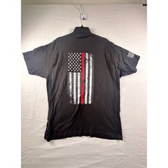Ann Arbor T-Shirt Co Fire Rescue Thin Red Line American Flag Black Tee XL