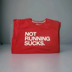XL Nike Tee Not Running Sucks Graphic Gray Men’s Athletic T-Shirt Red Workout