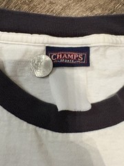 Champs Sports White Crew Neck T-Shirt Black Contrasting Trim Men’s