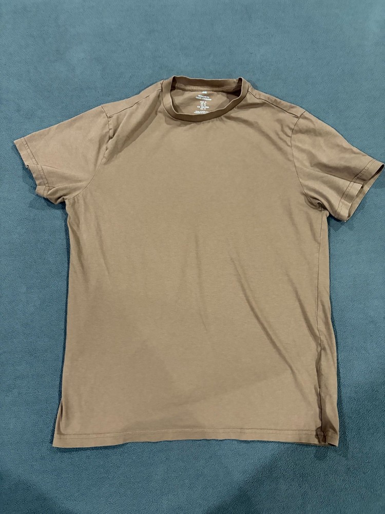 H&M T Shirt Mens Medium Brown Cotton Short Sleeve Regular Fit Crew Neck Casual