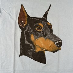 Vintage 80s Doberman Dog Shirt Mens Medium Blue Single Stitch Short Sleeve