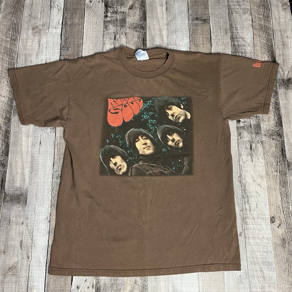 Beatles Shirt Adult Large Brown Vintage 90s 1997 Rubber Soul Band Tee