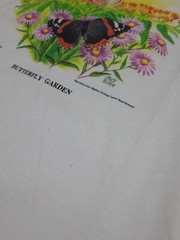 Vintage 90s Butterfly Garden Art Print Shirt Vtg Nature Flowers USA Multicolor